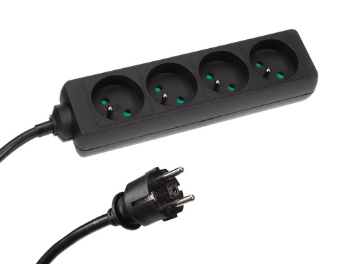 [EB4STBNHQ] HQ-Power EB4STBNHQ 4-Way Power Strip H05VV-F 3G1.5 1.5m Earthed Black