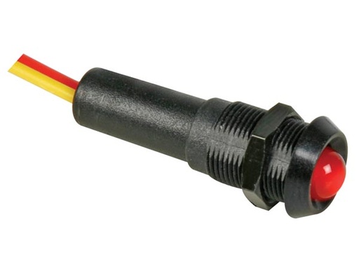 [24VBR] Velleman Miniatuurlamp Rood 24V Zwarte behuizing 10mm - 24VBR