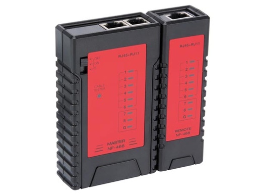 [VTLAN6] Velleman Network Cable Tester RJ45 and RJ11 Red/Black - VTLAN6