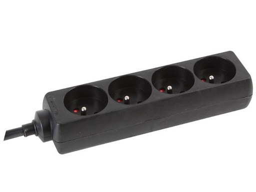 [EB4STBHQ-5] Velleman EB4STBHQ-5 4-voudige stekkerdoos met krimpkous 3g1.5 5m penaarde Zwart