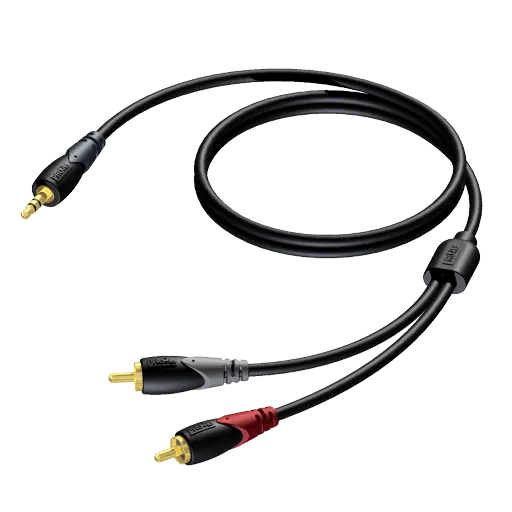 [CLA711/3] Procab CLA711/3 Stereo Audio Kabel 3.5 mm Jack - 2 x RCA/Cinch 3m Zwart