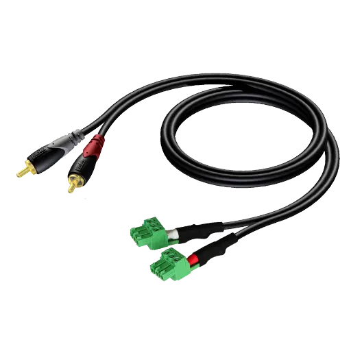 [CLA832/1.5] Procab CLA832/1.5 Stereo audiokabel 2 x RCA/Cinch - 2 x terminal block (3p - 3.81mm) 1,5m Zwart