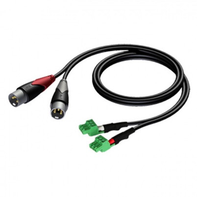 [CLA834/0.5] Procab CLA834/0.5 Audiokabel  2x XLR male - 2x terminal block (3p - 3.81mm) 0,5m Zwart