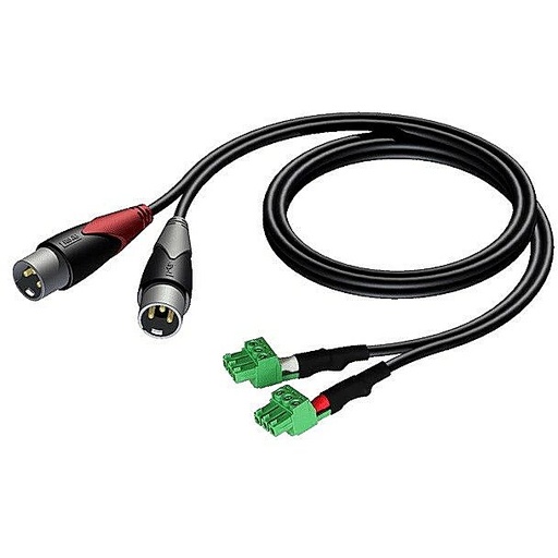 [CLA834/1.5] Procab CLA834/1.5 2x XLR male 2x terminal block (3p - 3.81mm) 1.5m Black