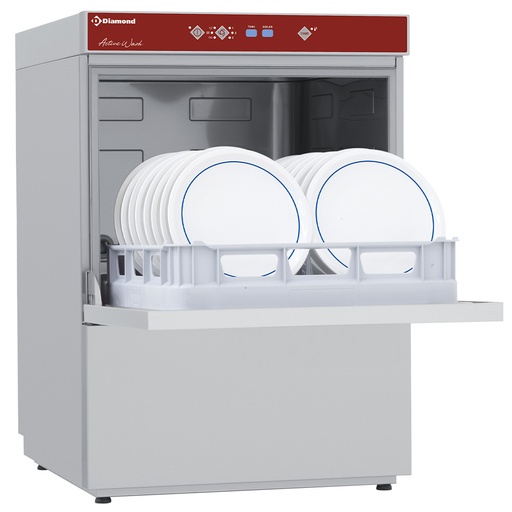 [D86/6-A] Lave-vaisselle Diamond D86/6-A avec panier 500x500mm et adoucisseur d'eau en acier inoxydable