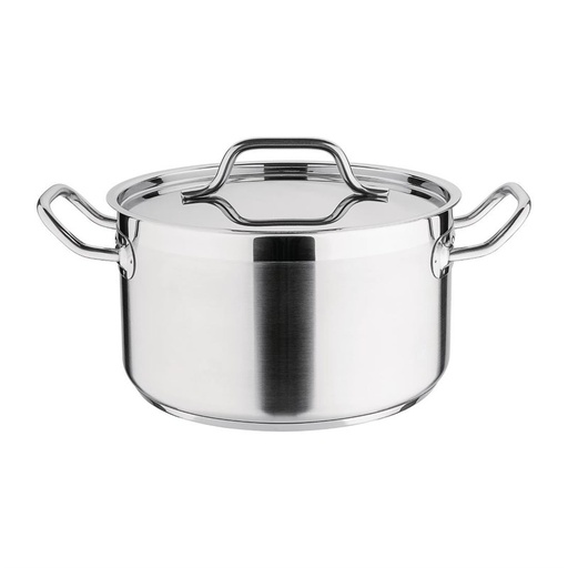 [DB254] Nisbets Essentials DB254 Kookot met deksel 18,6x24(Ø)cm 5.6l RVS Grijs