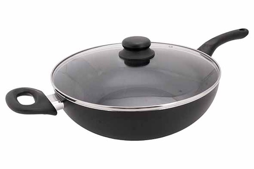 [3776009] Wok avec couvercle Cosy & Trendy 3776009 30(Ø)x10,5cm Aluminium Noir