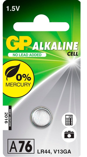 [GP_A76] GP A76/LR44 alkaline knoopcel 1.5v