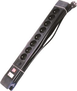 [38368] AC stekkerdoos + schakelaar + F - 8x 2P+ A 16A met snoer - 3G1.5 - Zwart - 1,5m