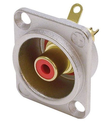 [NF2D-2] Prise phono Neutrik NF2D-2, boîtier nickel en forme de D, blanc
