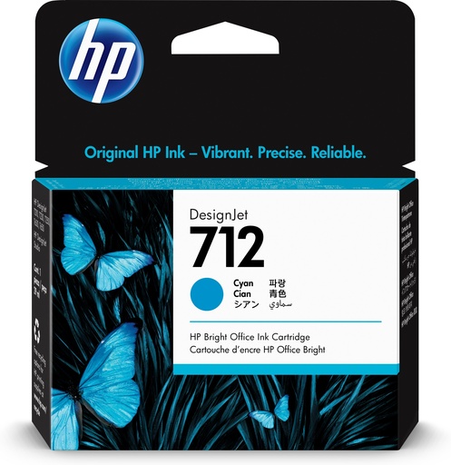[3ED67A] Cartouche d'encre HP 3ED67A DesignJet 712 29 ml cyan