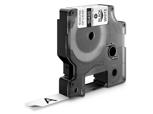 [18488] Dymo RHINO flexibele nylontape zwart op wit 12mm - 18488 