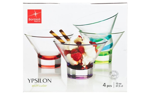 [340750-J16] Coupes à glace Bormioli Luigi 340750-J16 Ypsilon 13(Ø)x9cm 38cl Verre Transparent 4 Pièces