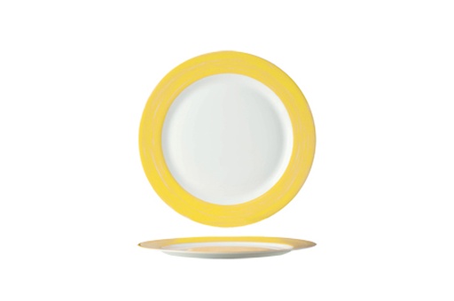 [49139] Arcoroc 49139 Dessert Plate Brush 19(Ø)x2cm Opal White/Yellow