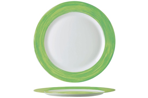 [49142] Arcoroc 49139 Dessert Plate Brush 19(Ø)x2cm Opal White/Green