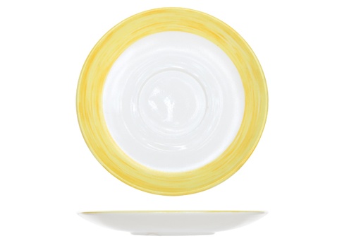 [00369] Brosse sous-sac Arcoroc 00369 14(Ø)x1,5cm Verre Blanc/Jaune