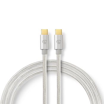 [CCTB60800AL10] Nedis CCTB60800AL10 USB 2.0-Kabel USB-C 100W 480Mbps Verguld 1m Zilver