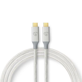 [CCTB64020AL10] Nedis CCTB64020AL10 USB 3.2 Gen 2x2-Kabel USB-C 100W 4K@60Hz 20Gbps Verguld 1m Zilver