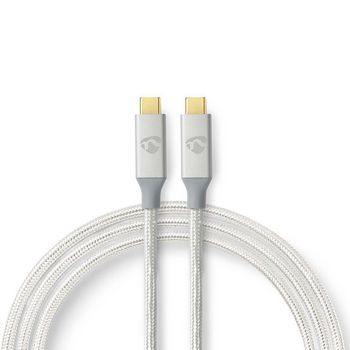[CCTB64020AL20] Nedis CCTB64020AL20 USB 3.2 Gen 2x2-Kabel USB-C 100W 4K@60Hz 20Gbps Verguld 2m Zilver