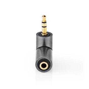 [CATB22975GY] Nedis CATB22975GY Stereo-Audioadapter haaks 3,5 mm Jack - 3,5 mm Jack vrouwelijk Verguld Zwart