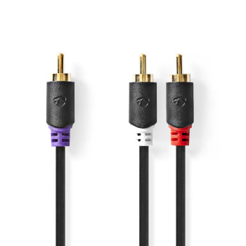[CABW24000AT30] Nedis CABW24000AT30 Subwoofer-Kabel RCA - 2x RCA Verguld 3m Zwart