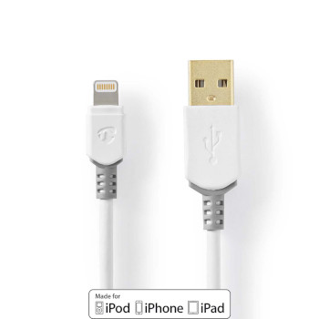 [CCBW39300WT30] Nedis CCBW39300WT30 Lightning Cable USB 2.0 Lightning - USB-A 480 Mbps Gold Plated 3m White