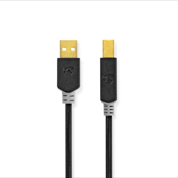 [CCBW60100AT10] Nedis CCBW60100AT10 USB 2.0 Cable USB-A - USB-B 480 Mbps Gold-plated 1m Black