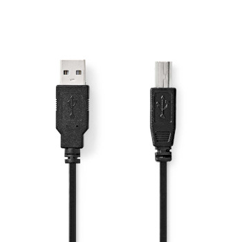 [CCGB60100BK10] Nedis CCGB60100BK10 USB 2.0 Cable USB-A - USB-B 480 Mbps Nickel Plated 1m Black