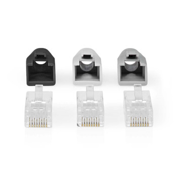 [CCBW89360GY] Connecteur RJ45 Nedis CCBW89360GY UTP CAT6 plaqué or, 10 pièces, gris/blanc/noir