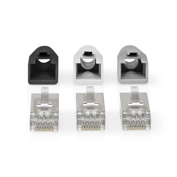 [CCBW89370GY] Nedis CCBW89370GY RJ45 Connector Pass Through FTP CAT6 Gold Plated 10 Pieces Gray / White / Black