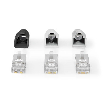 [CCBW89380GY] Nedis CCBW89380GY RJ45 Connector Pass Through FTP CAT6a Gold Plated 10 Pieces Gray / White / Black