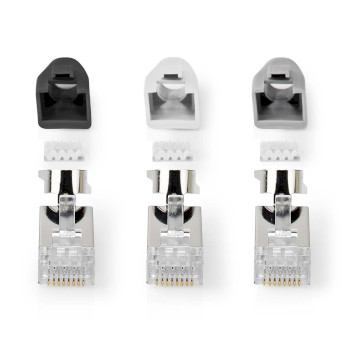 [CCBW89390GY] Nedis CCBW89390GY RJ45 Connector Pass Through FTP CAT7 Gold Plated 10 Pieces Gray / White / Black