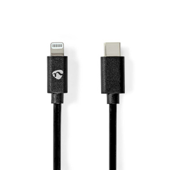 [CCGP39650BK20] Nedis CCGP39650BK20 USB 2.0 Cable Lightning - USB-C 480 Mbps Nickel-plated 2m Black