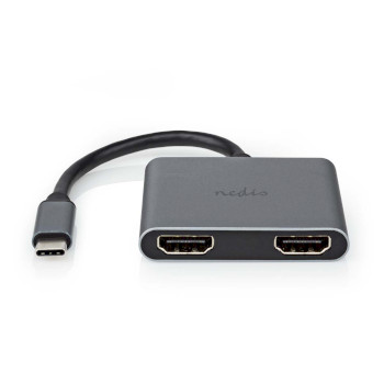 [CCGP64670BK01] Adaptateur USB 3.2 Gen 1 Nedis CCGP64670BK01 USB-C - 2x HDMI 10 cm, nickelé, noir