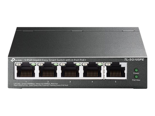 [TL-SG105PE] TP-Link TL-SG105PE Netwerk Switch 5 Poorts PoE+ Grijs 
